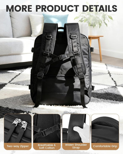Vacuum Backpack Travel with Pump,Water Resistant Airbag Travel Backpack,Personal Item Carry on Backpacks Flight Approved 18x14x8 inches,Laptop Backpacks,Black