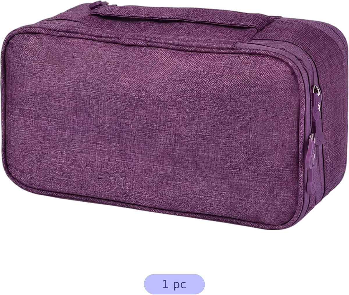 Travel Underwear Storage Bag, Purple Bra Organizer for Lingerie and Socks, 3-Layer Cosmetic Pouch, Portable Case with Multiple Compartments for Toiletry, Home, Gym, Vacation