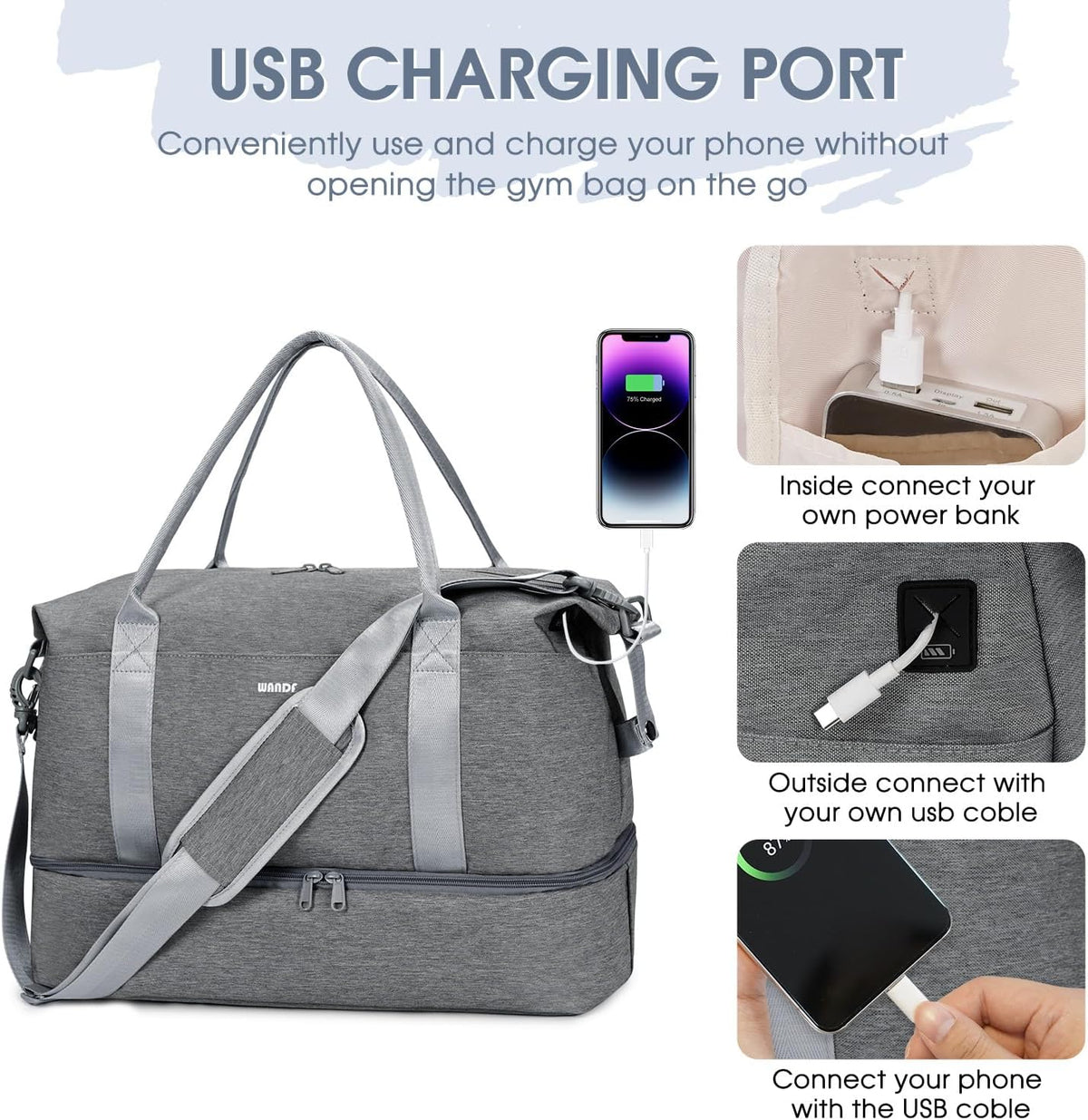 Personal Item Travel Bag, Carry On Weekender Bag for Women | 18x14x8 inches, Frontier Underseat Fit, Shoe Compartment, Weekend Overnight Trips