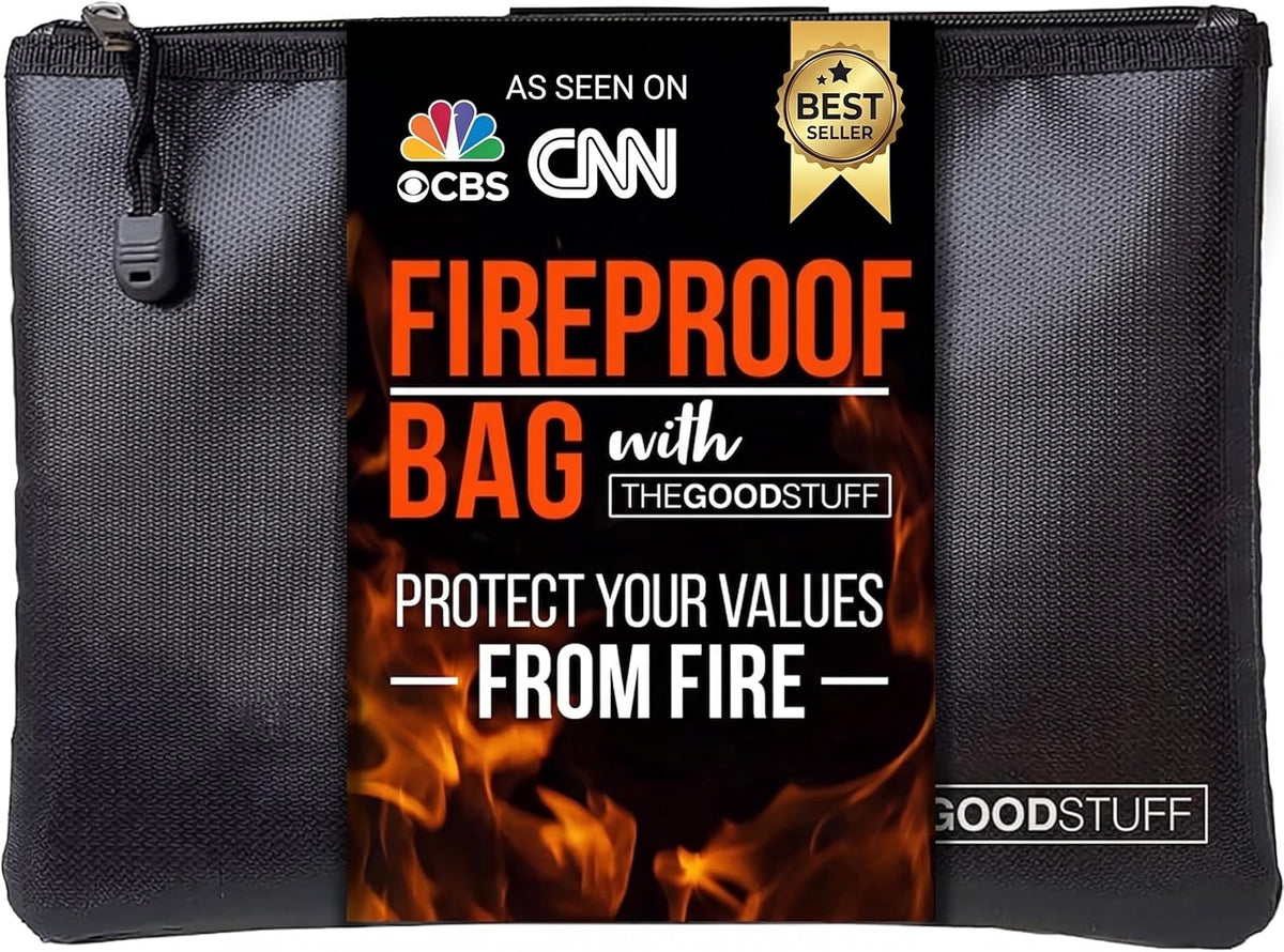 Fireproof Document Bag Envelope Size: 8" x 5" [2000°F Rated] Fireproof Cash Bags with Zipper Small Water and Fire Resistant Money Bag for Cash Storage, Fireproof Bags for Cash Fire Proof
