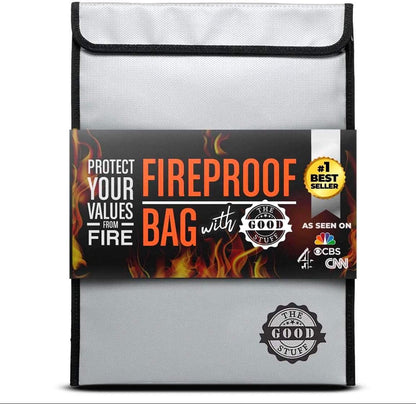 Fireproof Document Bag Envelope Size: 8" x 5" [2000°F Rated] Fireproof Cash Bags with Zipper Small Water and Fire Resistant Money Bag for Cash Storage, Fireproof Bags for Cash Fire Proof