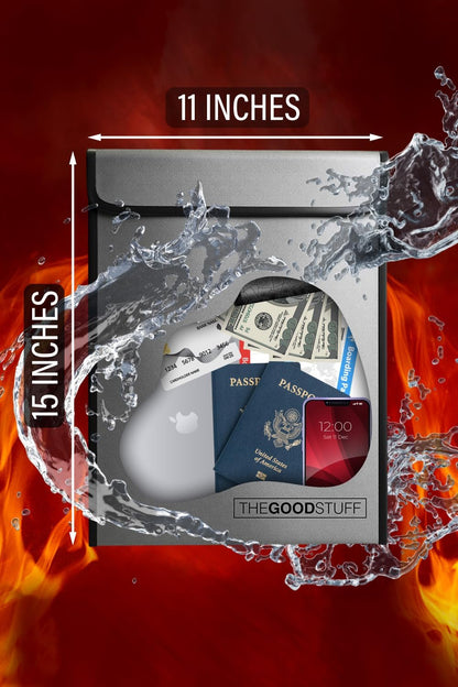 Fireproof Document Bag Envelope Size: 8" x 5" [2000°F Rated] Fireproof Cash Bags with Zipper Small Water and Fire Resistant Money Bag for Cash Storage, Fireproof Bags for Cash Fire Proof