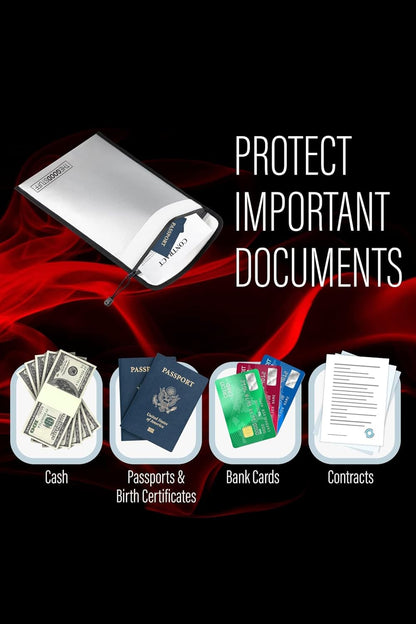 Fireproof Document Bag Envelope Size: 8" x 5" [2000°F Rated] Fireproof Cash Bags with Zipper Small Water and Fire Resistant Money Bag for Cash Storage, Fireproof Bags for Cash Fire Proof