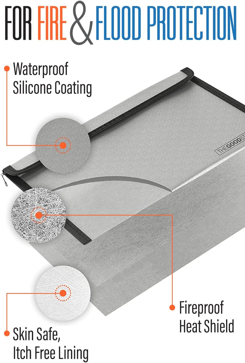 Fireproof Document Bag Envelope Size: 8" x 5" [2000°F Rated] Fireproof Cash Bags with Zipper Small Water and Fire Resistant Money Bag for Cash Storage, Fireproof Bags for Cash Fire Proof