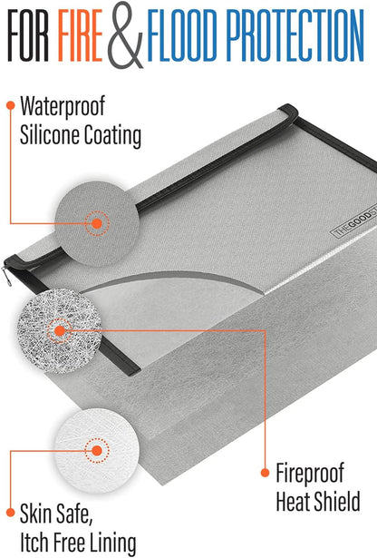 Fireproof Document Bag Envelope Size: 8" x 5" [2000°F Rated] Fireproof Cash Bags with Zipper Small Water and Fire Resistant Money Bag for Cash Storage, Fireproof Bags for Cash Fire Proof