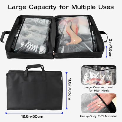 Shoe Bag for Travel with Handle, Travel Shoe Organizer Portable Luggage Shoe Storage Bag, Shoe Bags for Packing in Suitcase (Black)