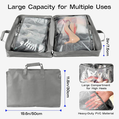 Shoe Bag for Travel with Handle, Travel Shoe Organizer Portable Luggage Shoe Storage Bag, Shoe Bags for Packing in Suitcase (Black)