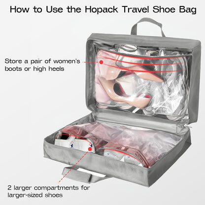 Shoe Bag for Travel with Handle, Travel Shoe Organizer Portable Luggage Shoe Storage Bag, Shoe Bags for Packing in Suitcase (Black)