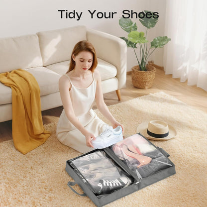 Shoe Bag for Travel with Handle, Travel Shoe Organizer Portable Luggage Shoe Storage Bag, Shoe Bags for Packing in Suitcase (Black)
