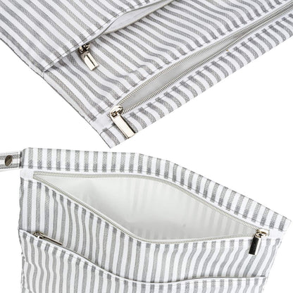 2Pcs Wet Dry Bags for Baby Cloth Diapers Waterproof Washable Reusable with Two Zipper Pockets for Dirty Gym Clothes, Travel, Beach Pool Daycare Soiled baby Accessories