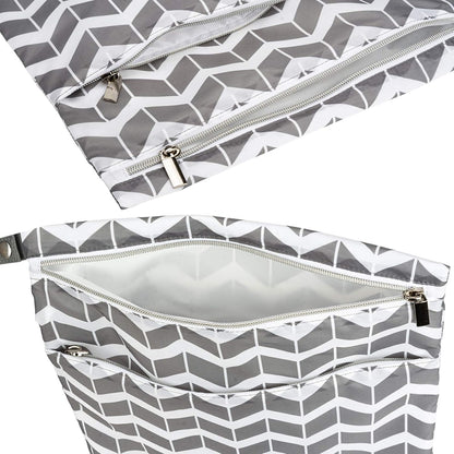 2Pcs Wet Dry Bags for Baby Cloth Diapers Waterproof Washable Reusable with Two Zipper Pockets for Dirty Gym Clothes, Travel, Beach Pool Daycare Soiled baby Accessories
