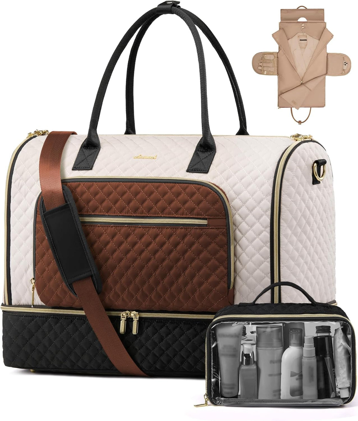 Convertible Travel Duffle Bag for Women Men, Garment Bag for Travel, Quilted Overnight Weekender Carry On Duffel Bags for Airplane, Suit Bags for Trip, Business