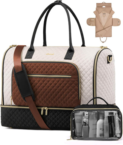 Convertible Travel Duffle Bag for Women Men, Garment Bag for Travel, Quilted Overnight Weekender Carry On Duffel Bags for Airplane, Suit Bags for Trip, Business