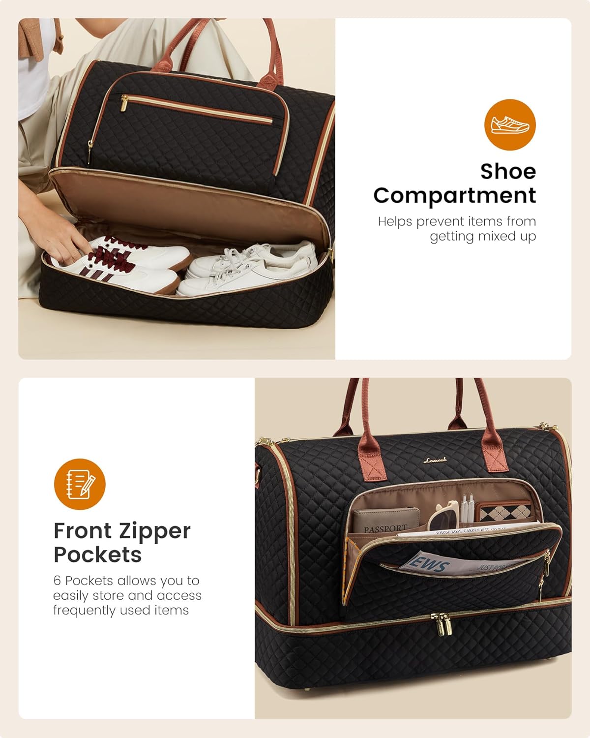 Convertible Travel Duffle Bag for Women Men, Garment Bag for Travel, Quilted Overnight Weekender Carry On Duffel Bags for Airplane, Suit Bags for Trip, Business