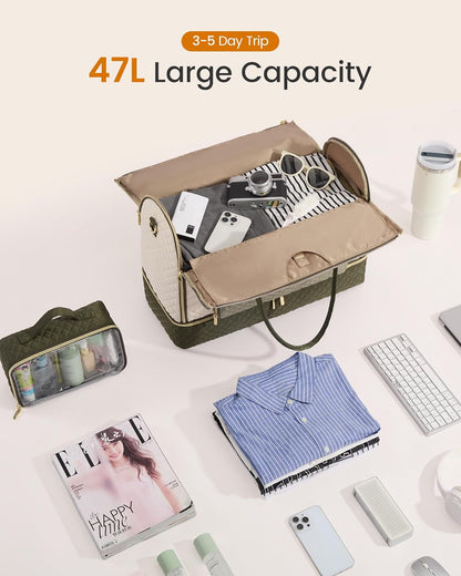 Convertible Travel Duffle Bag for Women Men, Garment Bag for Travel, Quilted Overnight Weekender Carry On Duffel Bags for Airplane, Suit Bags for Trip, Business