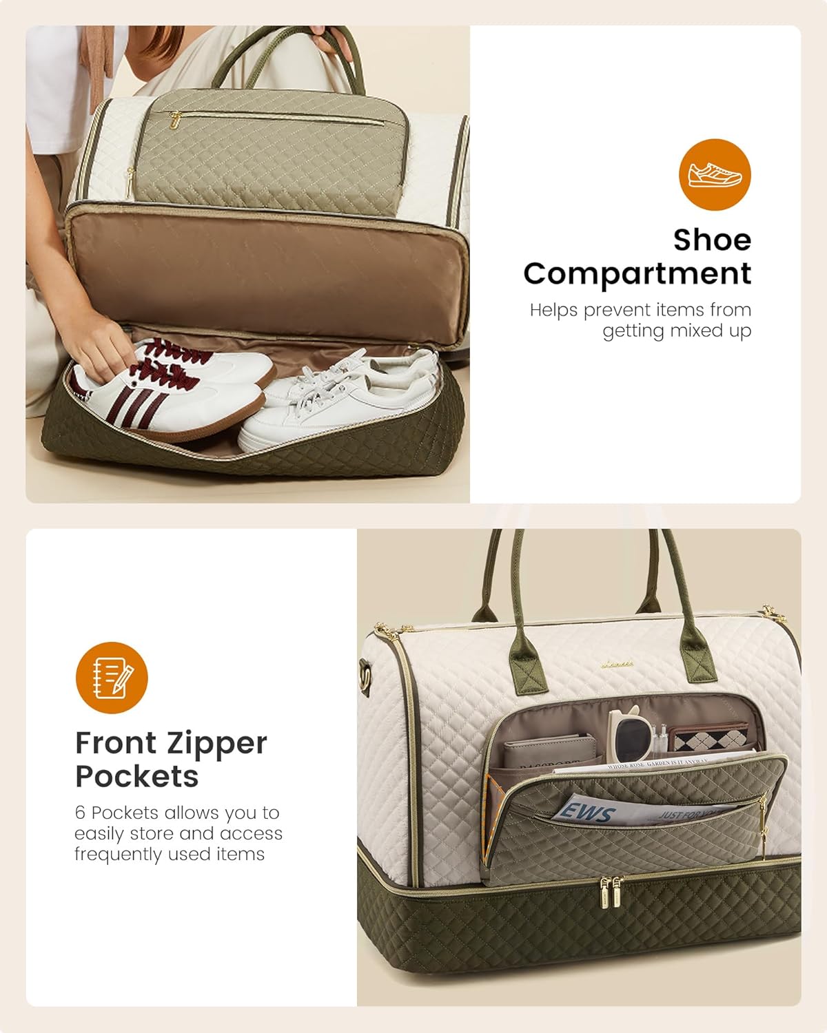 Convertible Travel Duffle Bag for Women Men, Garment Bag for Travel, Quilted Overnight Weekender Carry On Duffel Bags for Airplane, Suit Bags for Trip, Business
