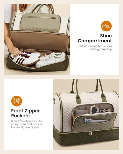 Convertible Travel Duffle Bag for Women Men, Garment Bag for Travel, Quilted Overnight Weekender Carry On Duffel Bags for Airplane, Suit Bags for Trip, Business