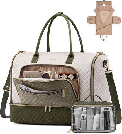 Convertible Travel Duffle Bag for Women Men, Garment Bag for Travel, Quilted Overnight Weekender Carry On Duffel Bags for Airplane, Suit Bags for Trip, Business