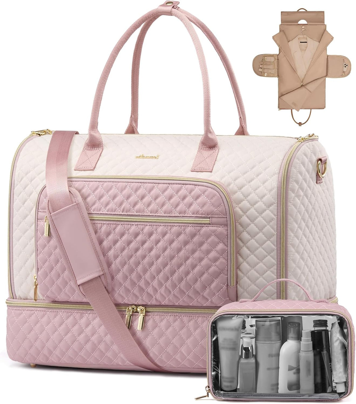 Convertible Travel Duffle Bag for Women Men, Garment Bag for Travel, Quilted Overnight Weekender Carry On Duffel Bags for Airplane, Suit Bags for Trip, Business