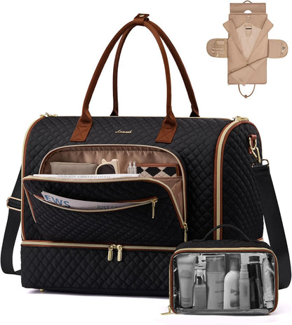 Convertible Travel Duffle Bag for Women Men, Garment Bag for Travel, Quilted Overnight Weekender Carry On Duffel Bags for Airplane, Suit Bags for Trip, Business