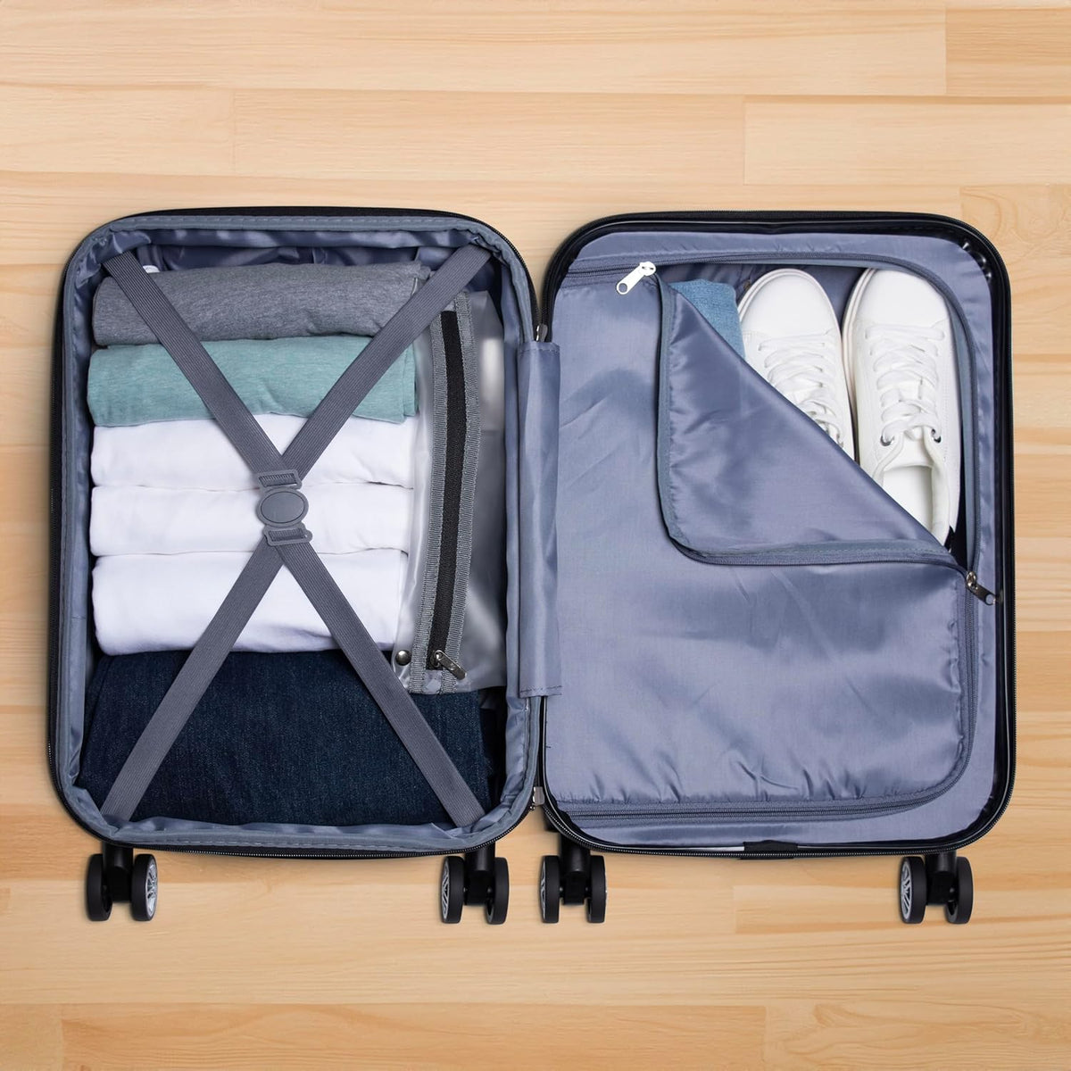Expandable Hardside Spinner Luggage, Black, 21" Carry-on