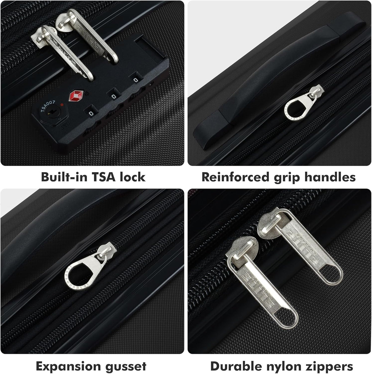 Expandable Hardside Spinner Luggage, Black, 21" Carry-on