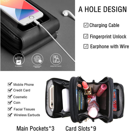 Crossbody Cellphone Purse Women Touch Screen Bag RFID Blocking Wallet Handbag Shoulder Strap