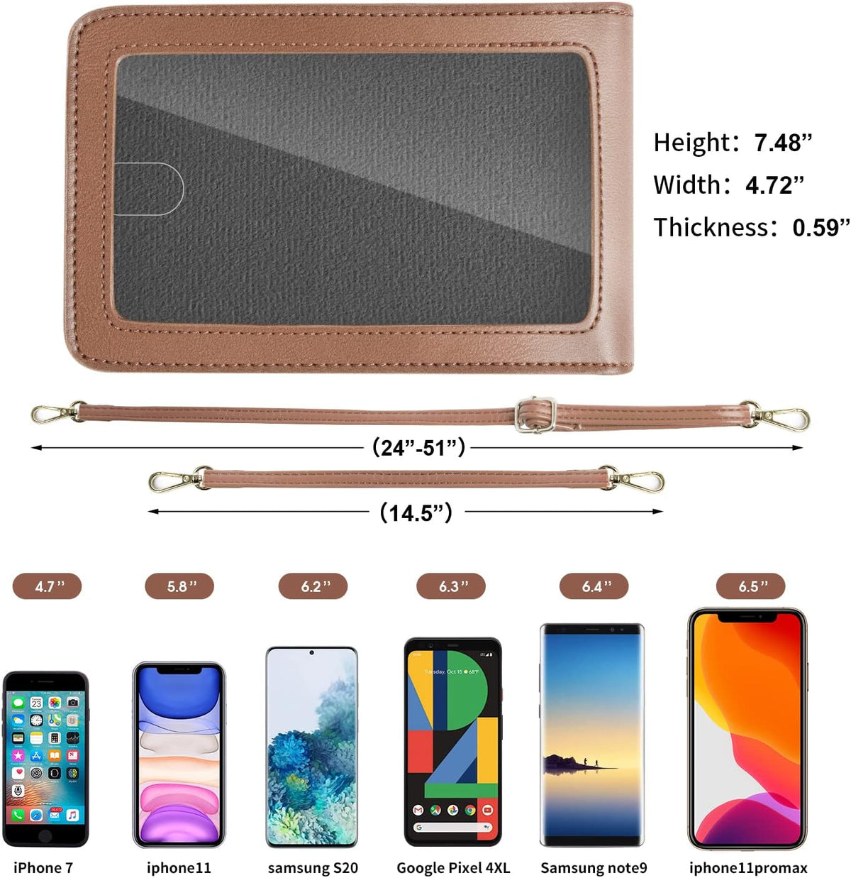 Crossbody Cellphone Purse Women Touch Screen Bag RFID Blocking Wallet Handbag Shoulder Strap