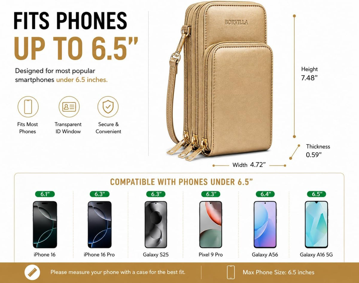 Crossbody Cellphone Purse Women Touch Screen Bag RFID Blocking Wallet Handbag Shoulder Strap
