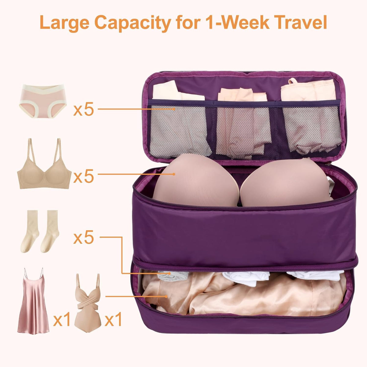 Travel Underwear Organizer Bag, Lightweight Bra Organizer Travel Bag, Bundle