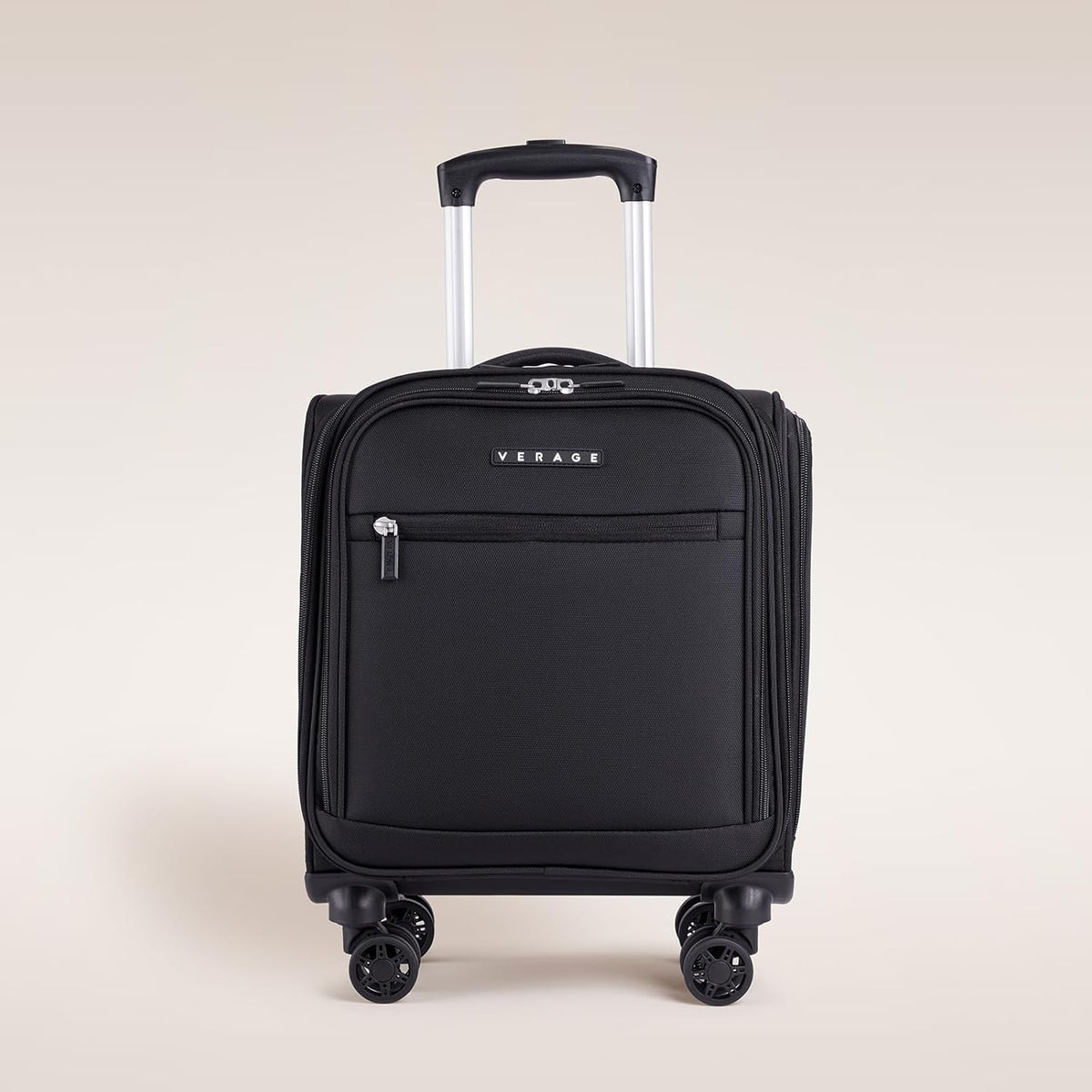 Underseat Carry On Luggage with Wheels, 14.5-Inch Spinner Small Suitcase, Softside Lightweight Travel Bag for Men and Women, Airplane Carry On Bag, Black
