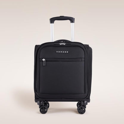 Underseat Carry On Luggage with Wheels, 14.5-Inch Spinner Small Suitcase, Softside Lightweight Travel Bag for Men and Women, Airplane Carry On Bag, Black