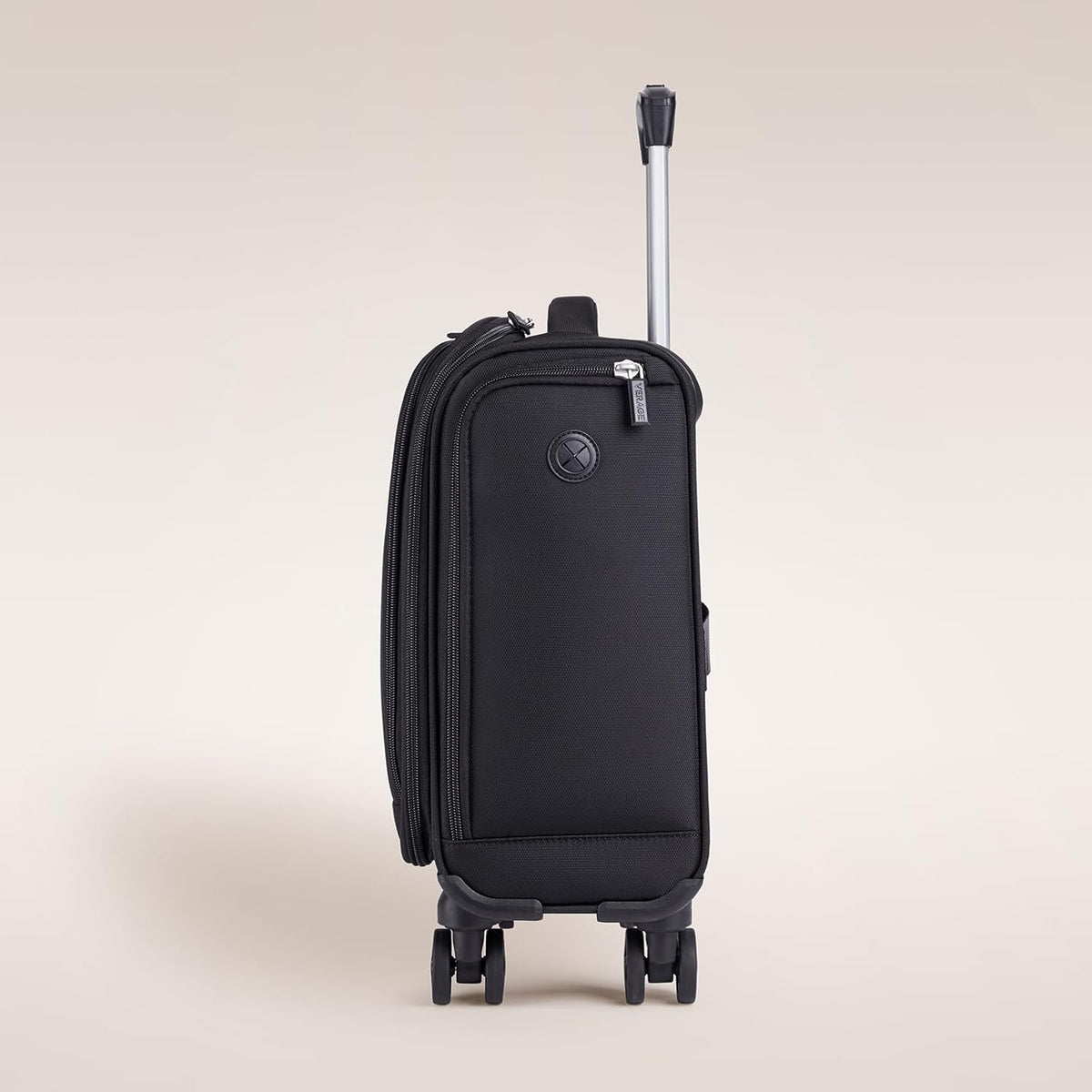 Underseat Carry On Luggage with Wheels, 14.5-Inch Spinner Small Suitcase, Softside Lightweight Travel Bag for Men and Women, Airplane Carry On Bag, Black