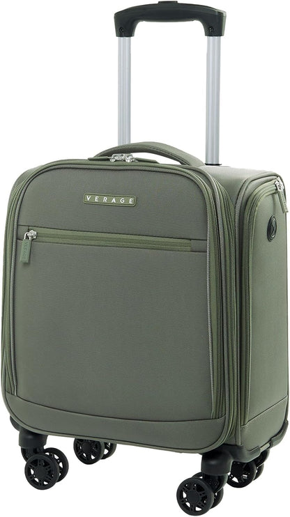 Underseat Carry On Luggage with Wheels, 14.5-Inch Spinner Small Suitcase, Softside Lightweight Travel Bag for Men and Women, Airplane Carry On Bag, Black