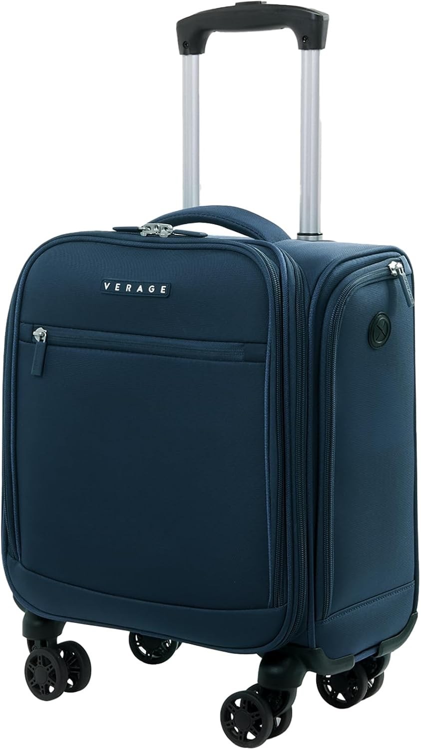 Underseat Carry On Luggage with Wheels, 14.5-Inch Spinner Small Suitcase, Softside Lightweight Travel Bag for Men and Women, Airplane Carry On Bag, Black