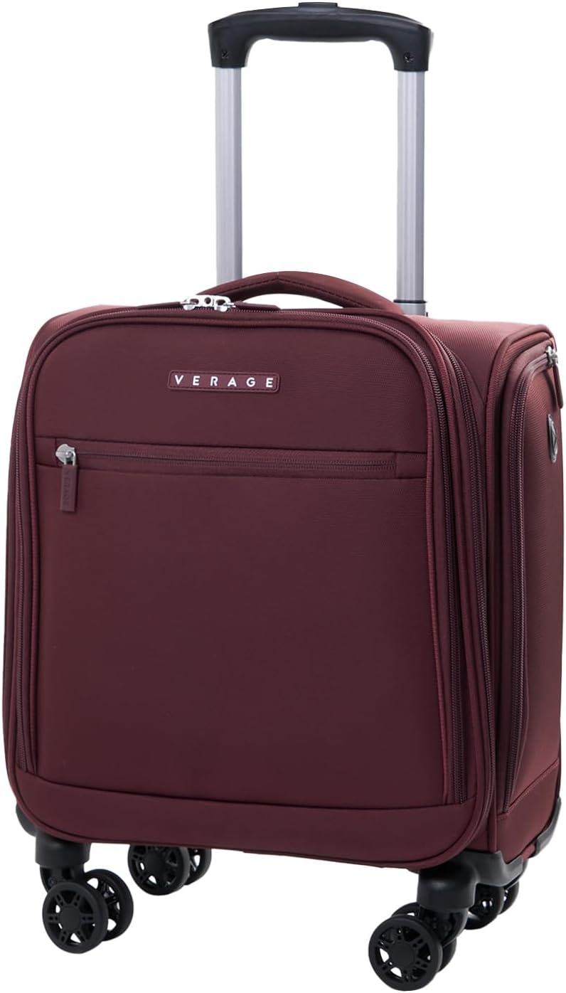 Underseat Carry On Luggage with Wheels, 14.5-Inch Spinner Small Suitcase, Softside Lightweight Travel Bag for Men and Women, Airplane Carry On Bag, Black