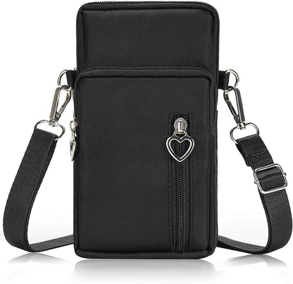 Women Cell Phone Purse Wristband Sport Armband Wallet Travel Crossbody Cell Phone Purse for Galaxy S10 Plus S9 Plus A50 A7 J7,OnePlus 6T,HTC U12 (Black)