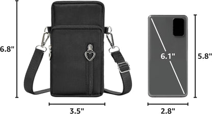 Women Cell Phone Purse Wristband Sport Armband Wallet Travel Crossbody Cell Phone Purse for Galaxy S10 Plus S9 Plus A50 A7 J7,OnePlus 6T,HTC U12 (Black)