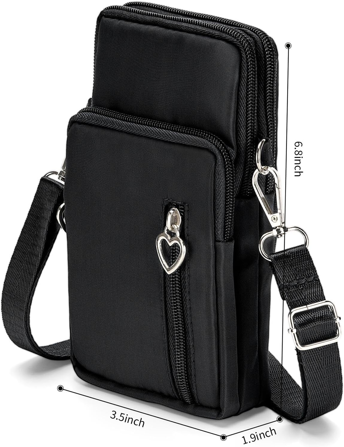 Women Cell Phone Purse Wristband Sport Armband Wallet Travel Crossbody Cell Phone Purse for Galaxy S10 Plus S9 Plus A50 A7 J7,OnePlus 6T,HTC U12 (Black)
