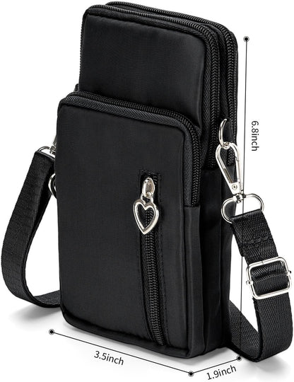 Women Cell Phone Purse Wristband Sport Armband Wallet Travel Crossbody Cell Phone Purse for Galaxy S10 Plus S9 Plus A50 A7 J7,OnePlus 6T,HTC U12 (Black)