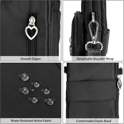 Women Cell Phone Purse Wristband Sport Armband Wallet Travel Crossbody Cell Phone Purse for Galaxy S10 Plus S9 Plus A50 A7 J7,OnePlus 6T,HTC U12 (Black)