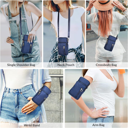 Women Cell Phone Purse Wristband Sport Armband Wallet Travel Crossbody Cell Phone Purse for Galaxy S10 Plus S9 Plus A50 A7 J7,OnePlus 6T,HTC U12 (Black)