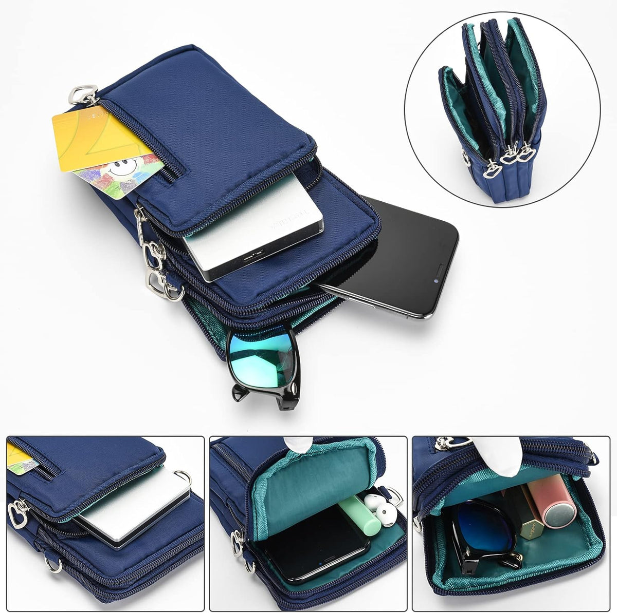 Women Cell Phone Purse Wristband Sport Armband Wallet Travel Crossbody Cell Phone Purse for Galaxy S10 Plus S9 Plus A50 A7 J7,OnePlus 6T,HTC U12 (Black)