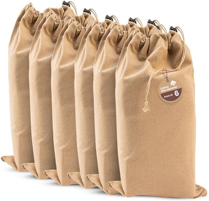 LFH Cotton Rich Shoe Storage Bags with Drawstring, Dustproof Breathable Reusable Organizer, Perfect For Travel, Dorm, Hotel, College, Gym, Machine Washable 8"x17" (Pack of 2) - Black sand