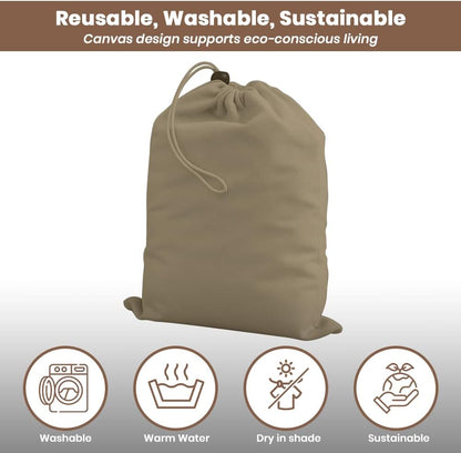 LFH Cotton Rich Shoe Storage Bags with Drawstring, Dustproof Breathable Reusable Organizer, Perfect For Travel, Dorm, Hotel, College, Gym, Machine Washable 8"x17" (Pack of 2) - Black sand
