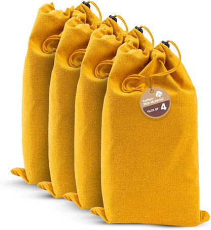 LFH Cotton Rich Shoe Storage Bags with Drawstring, Dustproof Breathable Reusable Organizer, Perfect For Travel, Dorm, Hotel, College, Gym, Machine Washable 8"x17" (Pack of 2) - Black sand