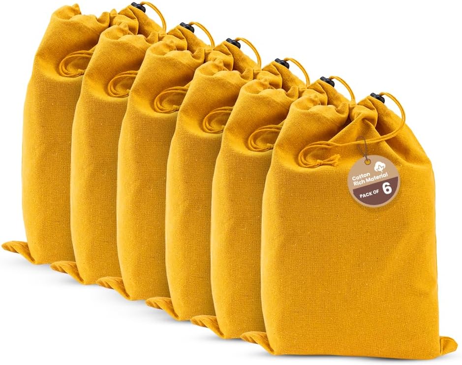 LFH Cotton Rich Shoe Storage Bags with Drawstring, Dustproof Breathable Reusable Organizer, Perfect For Travel, Dorm, Hotel, College, Gym, Machine Washable 8"x17" (Pack of 2) - Black sand