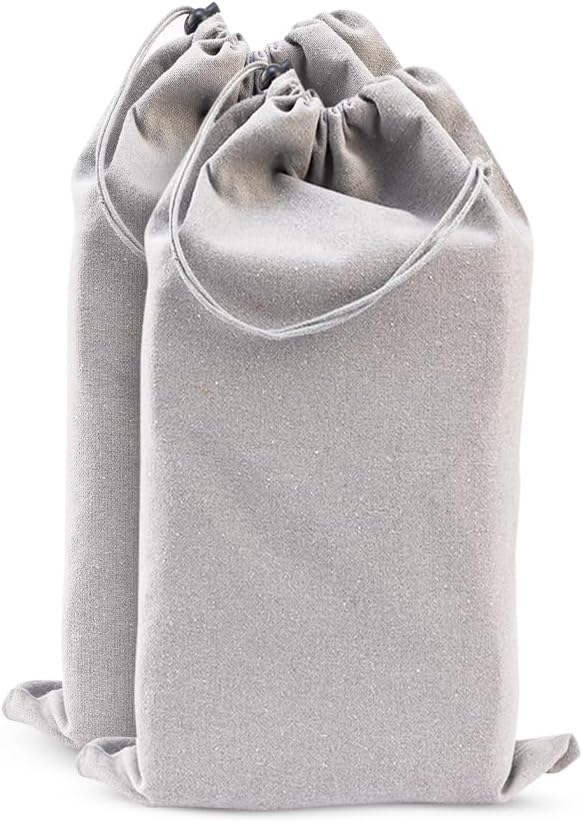 LFH Cotton Rich Shoe Storage Bags with Drawstring, Dustproof Breathable Reusable Organizer, Perfect For Travel, Dorm, Hotel, College, Gym, Machine Washable 8"x17" (Pack of 2) - Black sand