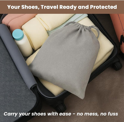 LFH Cotton Rich Shoe Storage Bags with Drawstring, Dustproof Breathable Reusable Organizer, Perfect For Travel, Dorm, Hotel, College, Gym, Machine Washable 8"x17" (Pack of 2) - Black sand