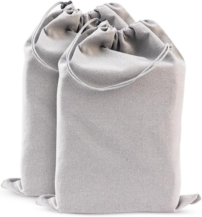 LFH Cotton Rich Shoe Storage Bags with Drawstring, Dustproof Breathable Reusable Organizer, Perfect For Travel, Dorm, Hotel, College, Gym, Machine Washable 8"x17" (Pack of 2) - Black sand